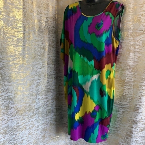 Calvin Klein Women’s Multicolour Midi Length Evening Dress Size L - Picture 3 of 11